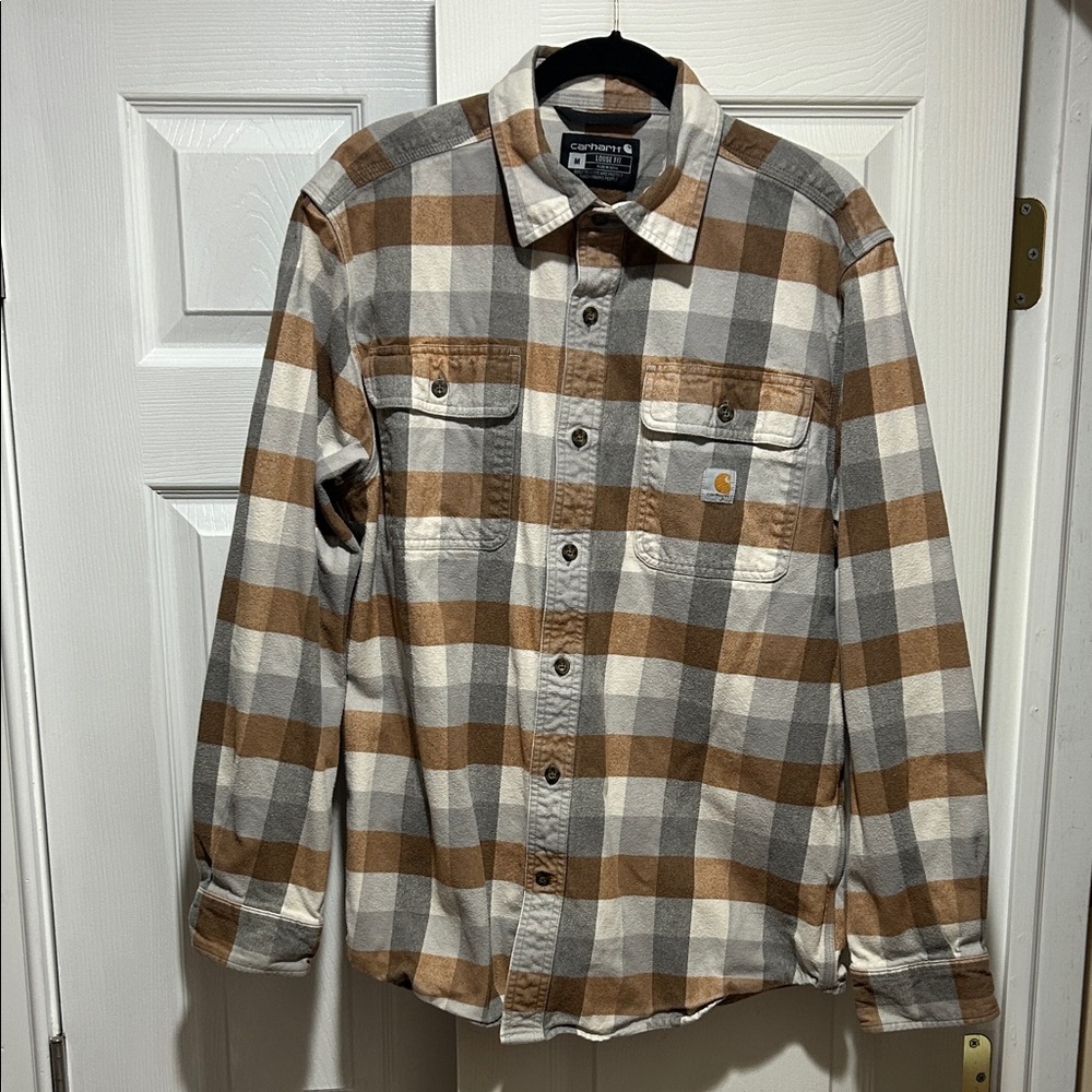 Carhartt Brown and Gray Plaid Shirt Jacket